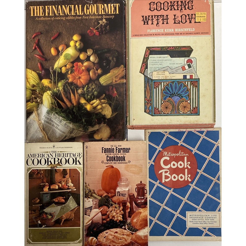 Lot‎ of 5 Vintage Cookbooks Cooking with Love American Heritage Cottage core